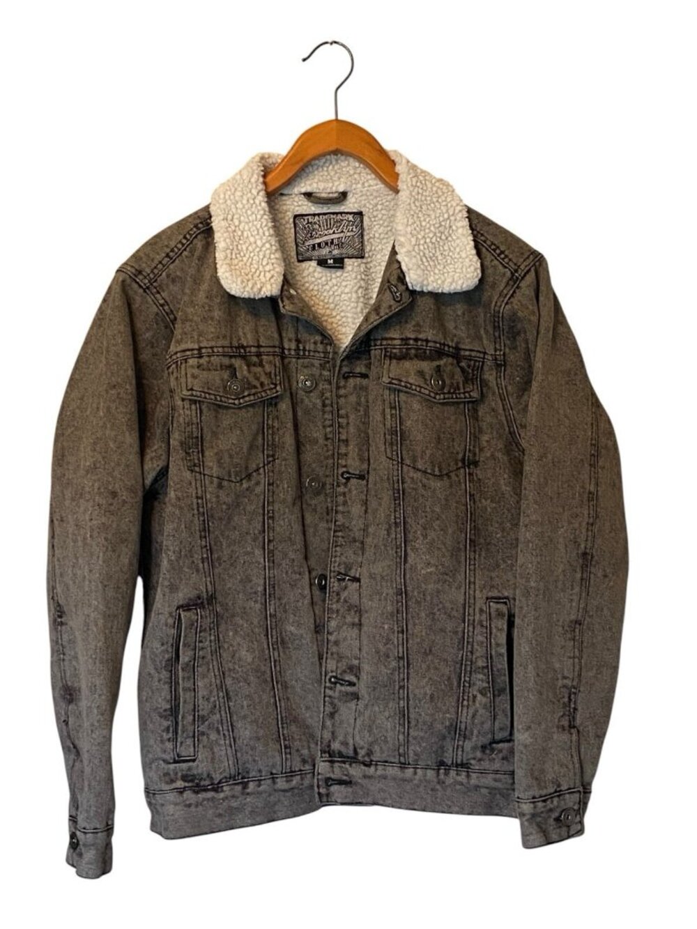 Brooklyn Sherpa Lined Denim Jacket Men's Medium Gray Jean Coat Bangladesh